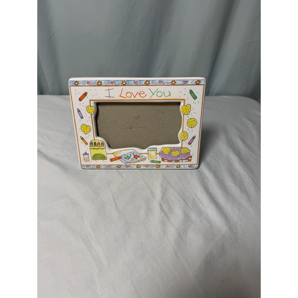 Vintage I Love You Ceramic Picture Frame 5x3 Crayon Scribbles Papel Unique 90s